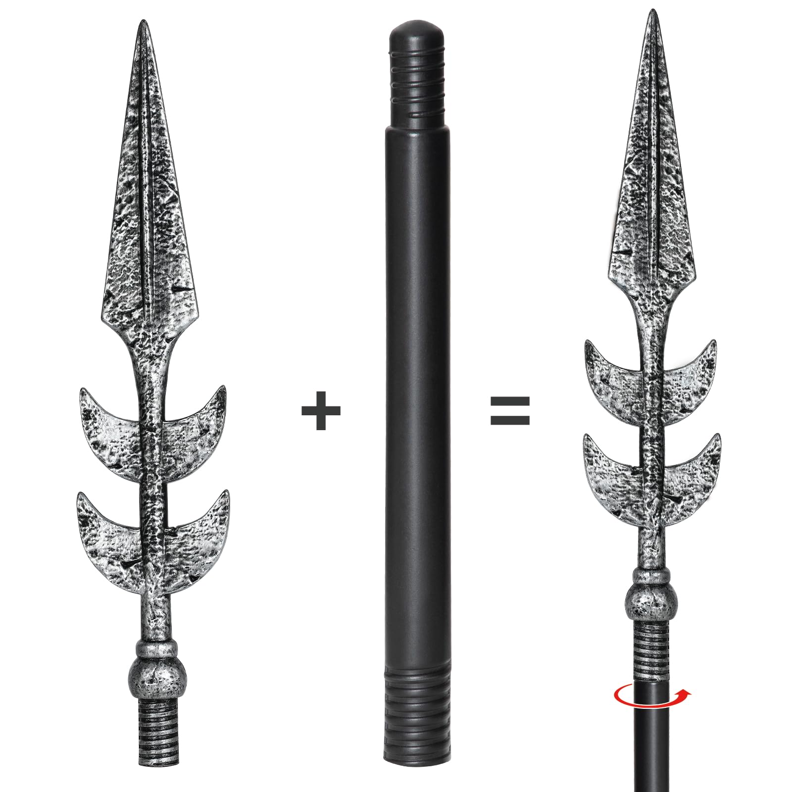 Spartan Spear Halloween Detachable Plastic Spear Prop Roman Weapon Costume for Adults Dress Cosplay (C) - Image 4