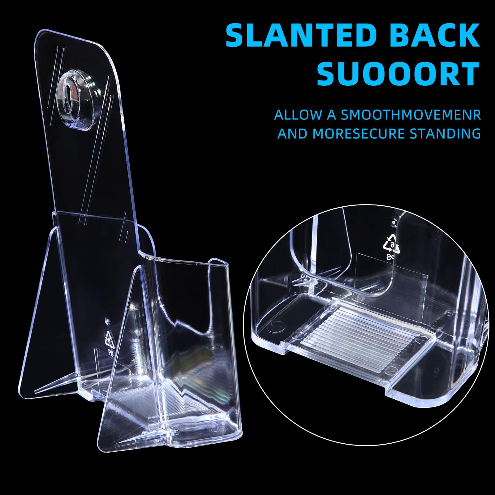 Feifeiya 2 juegos de soportes acrílicos para folletos de 4 pulgadas de ancho con soporte para tarjetas de visita, soporte transparente plegable para folletos, folletos, revistas, folletos para