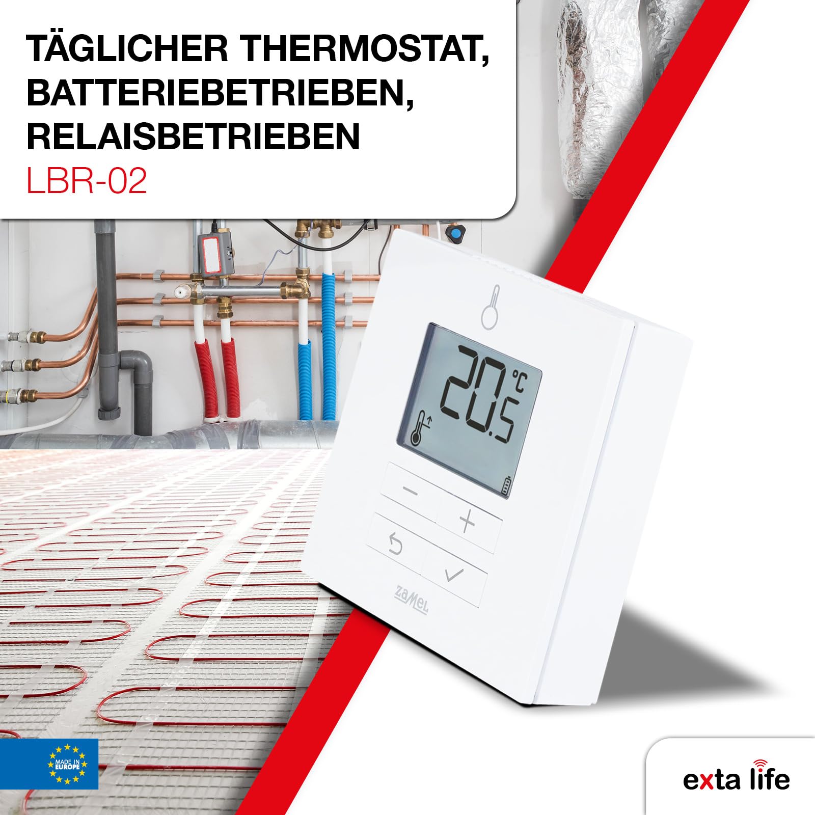 Zasilanie bateryjne, przekaźnik dzienny regulator temperatury TYP: LBR-02 biały