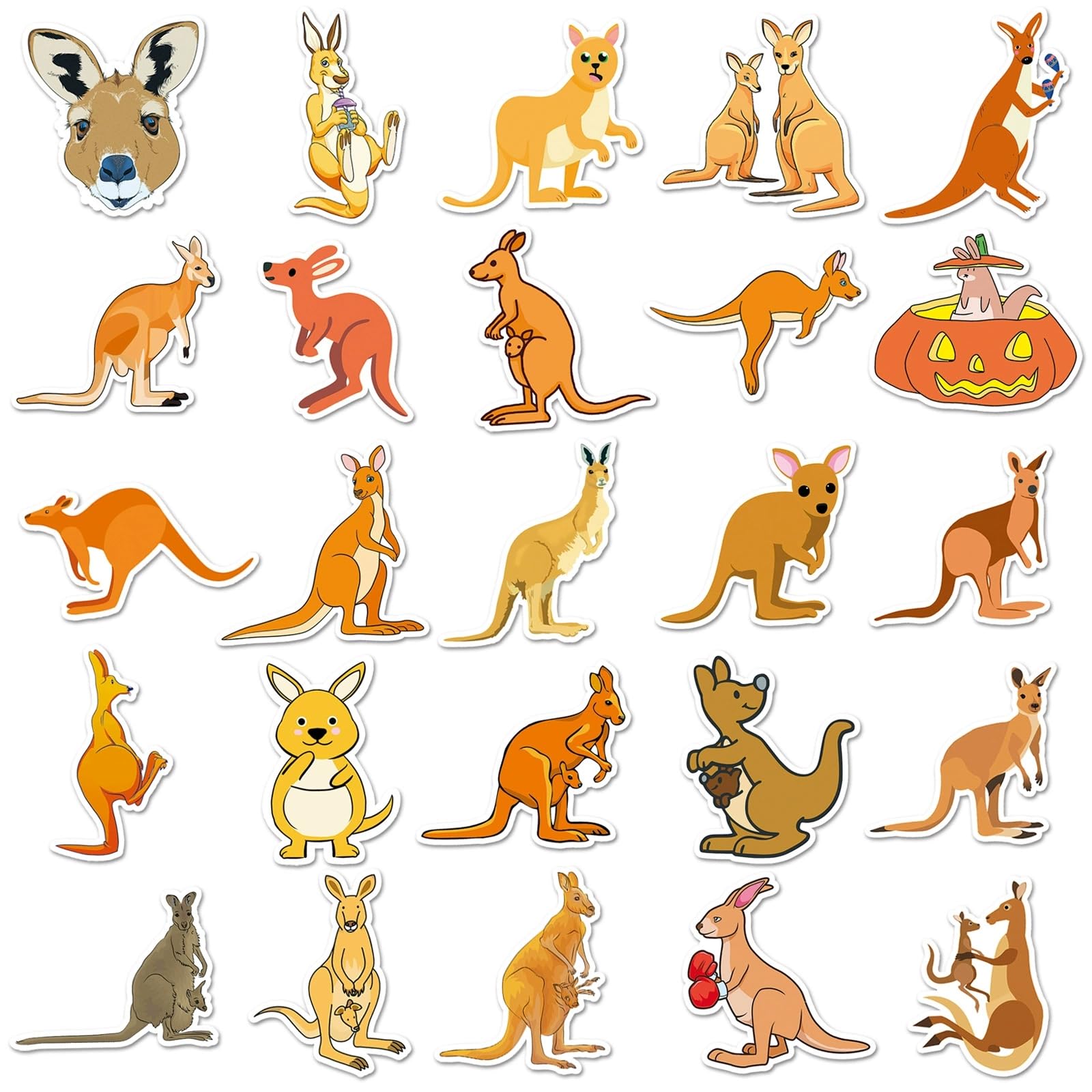 50Pcs Cute Cartoon Sticker Kangaroo Stickers Vinyl Decals Aesthetic Stickers for Water Bottles Laptop Suitcase Luggage Cup Mobile Phone Skateboard Decor for Teens Adult - Image 4