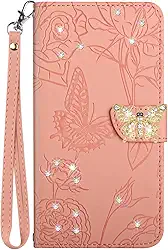 ONV Capa carteira compatível com Nokia X100 - Capa de couro flip diamante luxuoso com slot para cartão e suporte à prova de choque capa magnética para celular compatível com Nokia X100 [Glitter