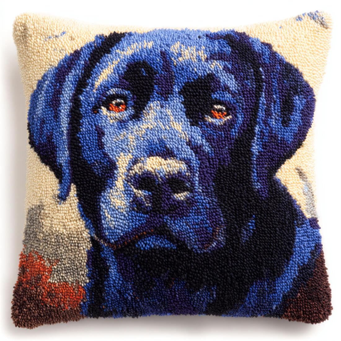 Kitquiver O Animal Diy Latch Hook Kit Cartoon Labrador Crochet Needlework Crafts With Latch Hook Tool For Adults Diy Handmade Home Cushion Kits Decor 17X17in