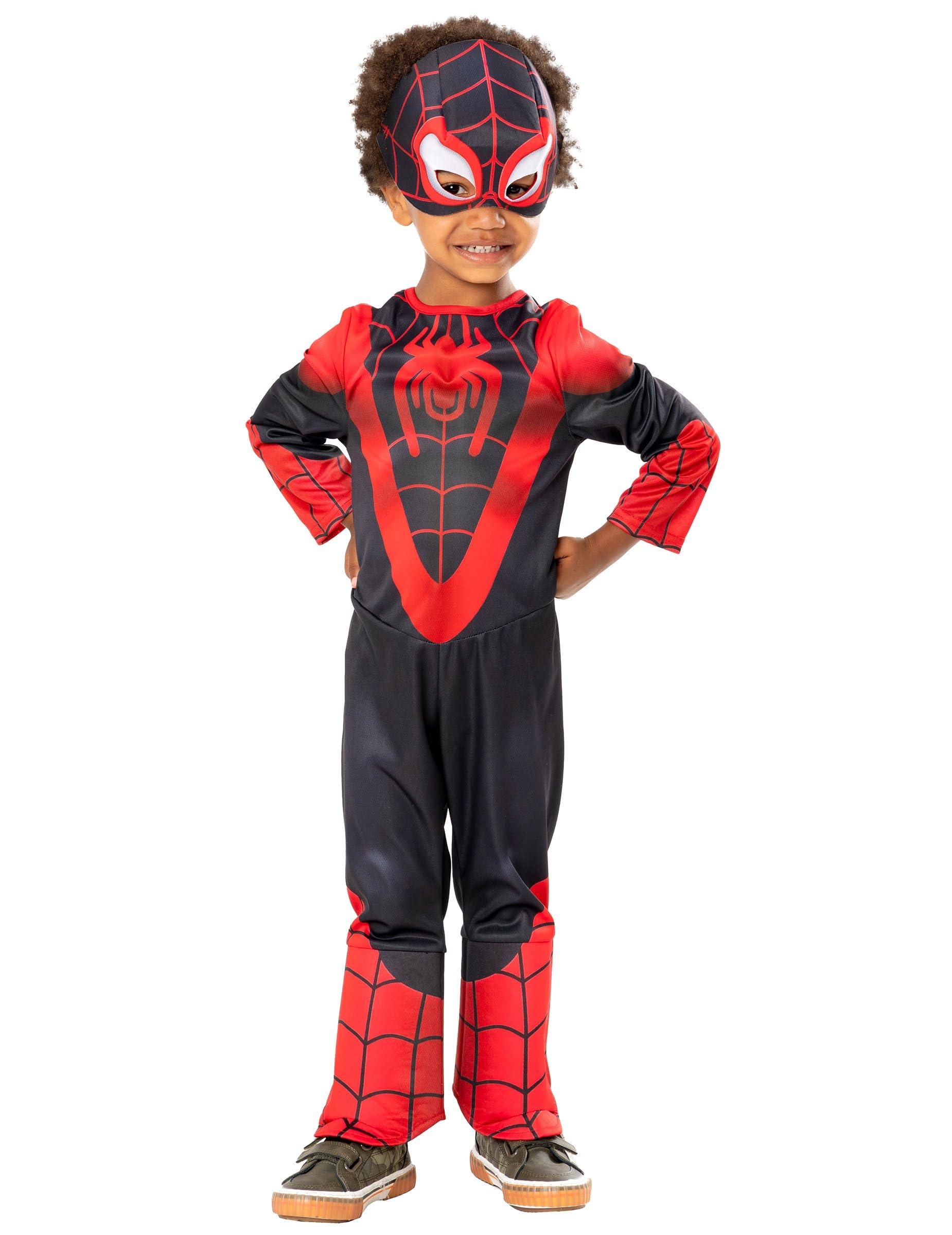 Rubies RUBIE'S Marvel Oficial SPIDER-MAN - Disfraz clásico Spinn Miles Morales para niños, talla 3 a 4 años, Spidey y Sus Amigos - Disfraz con mono y máscara - Para Halloween, Carnaval