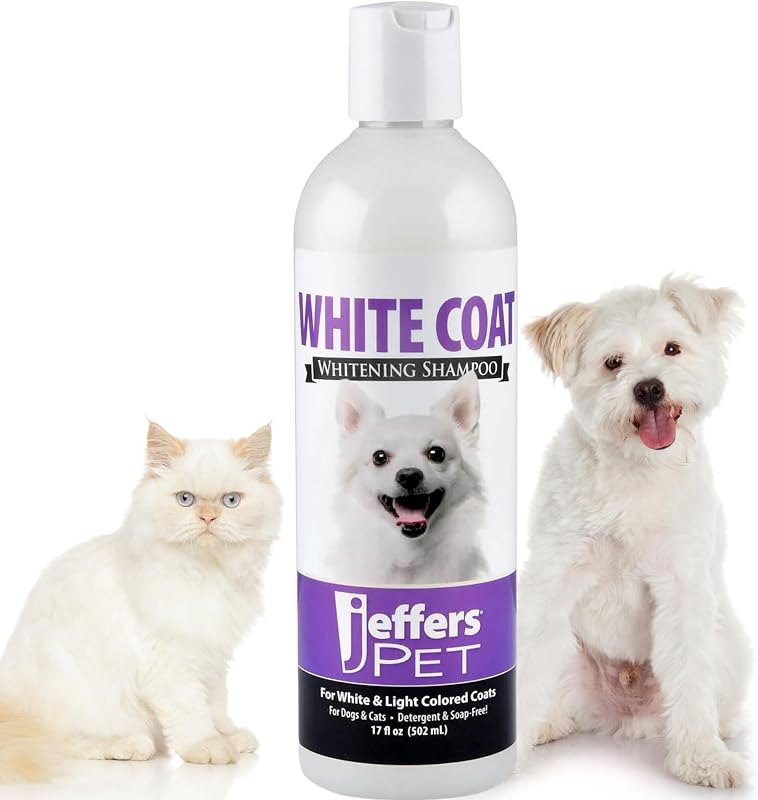 Shampoo para Cães e Gatos de Pelagem Branca Jeffers com Limpador de Coco e Vitaminas, 17 oz