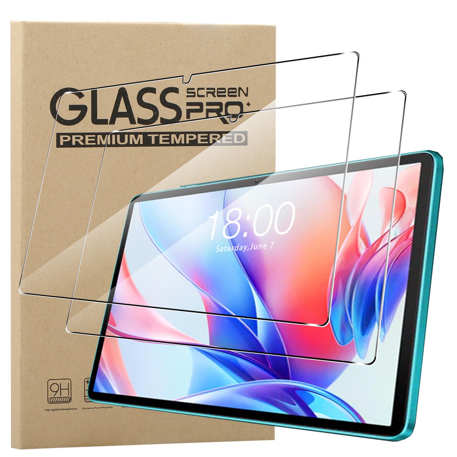 KZIOACSHScreen Protector for TECLAST P30/TECLAST P30T 10.1 Inch,2 Pack HD Clear Scratch-Resistant Tempered Glass [9H Hardness] Touch Sensitive Anti-Fingerprint Protective Screen Guard Film