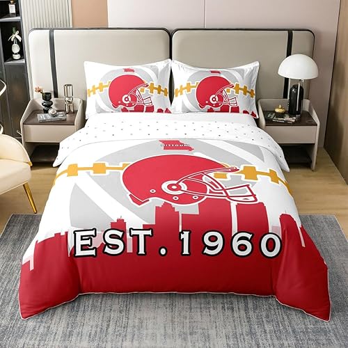 Miniatura 7 de Erosebridal Queen Sports - Funda de edredón 100 % algodón, juego de ropa de cama para adolescentes y amantes del fútbol americano deportivo, funda
