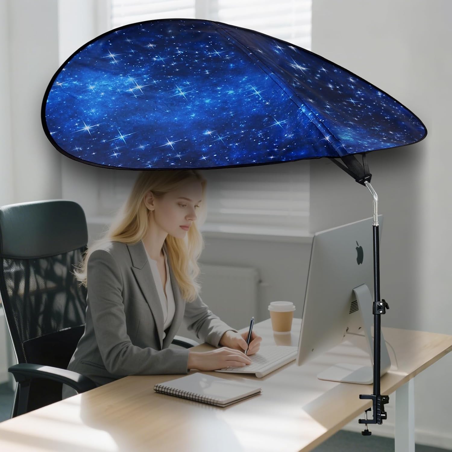 Large Size 52''Office Cubicle Shade Cubicle Desk LightShield to Block Anti-Glare Cover Light Sensitive Professionals Cubicle Light Quick Install Shading LightShade with Clamp(Patent Pending)