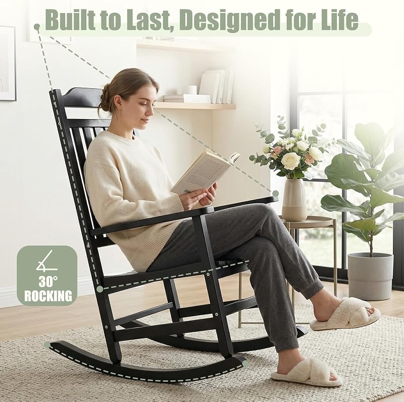 EFU Outdoor Rocking Chairs Set of 2 with Side Table, Weatherproof Furniture image 4