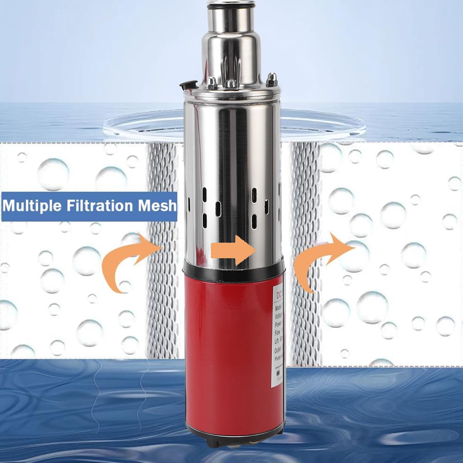Pompa Sommersi di Pozzi Profondi, Pompe D'acqua in Acciaio Inossidabile 340 W per L'irrigazione Industriale Uso Domestico, Pozzo Solare Sommersi a Pompaggio Profondo 6.6 Gpm