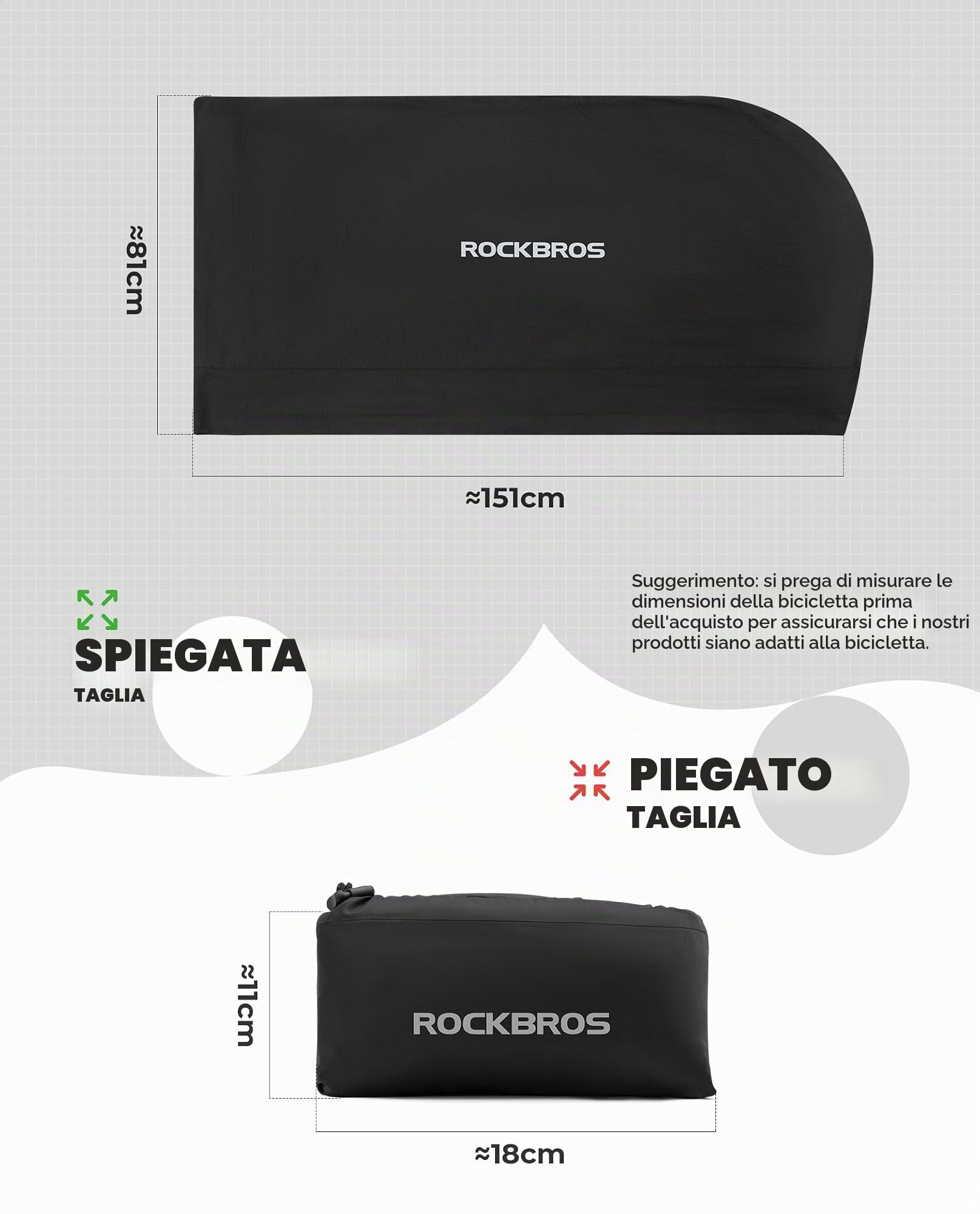ROCKBROS Copertura Bicicletta Interno, Borsa da Trasporto per Bicicletta, Copri Bicicletta Impermeabile 151*81cm, Borsa da Viaggio per Bici da Corsa, Pieghevole e MTB da 26-27.5 Pollici in Treno Auto