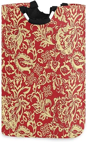 Cestas Para Contenedores De Almacenamiento Vintage Floral Día De San Valentín Oro Rojo Plegable Cesto Medio Para Oficina Zapatos Cestos Para Ropa