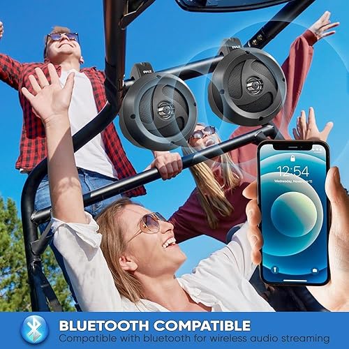 Miniatura 3 de Pyle Altavoces Bluetooth todoterreno impermeables de 2 vías, 4 pulgadas, 900 W, sistema de altavoces de torre de wakeboard de grado marino activo