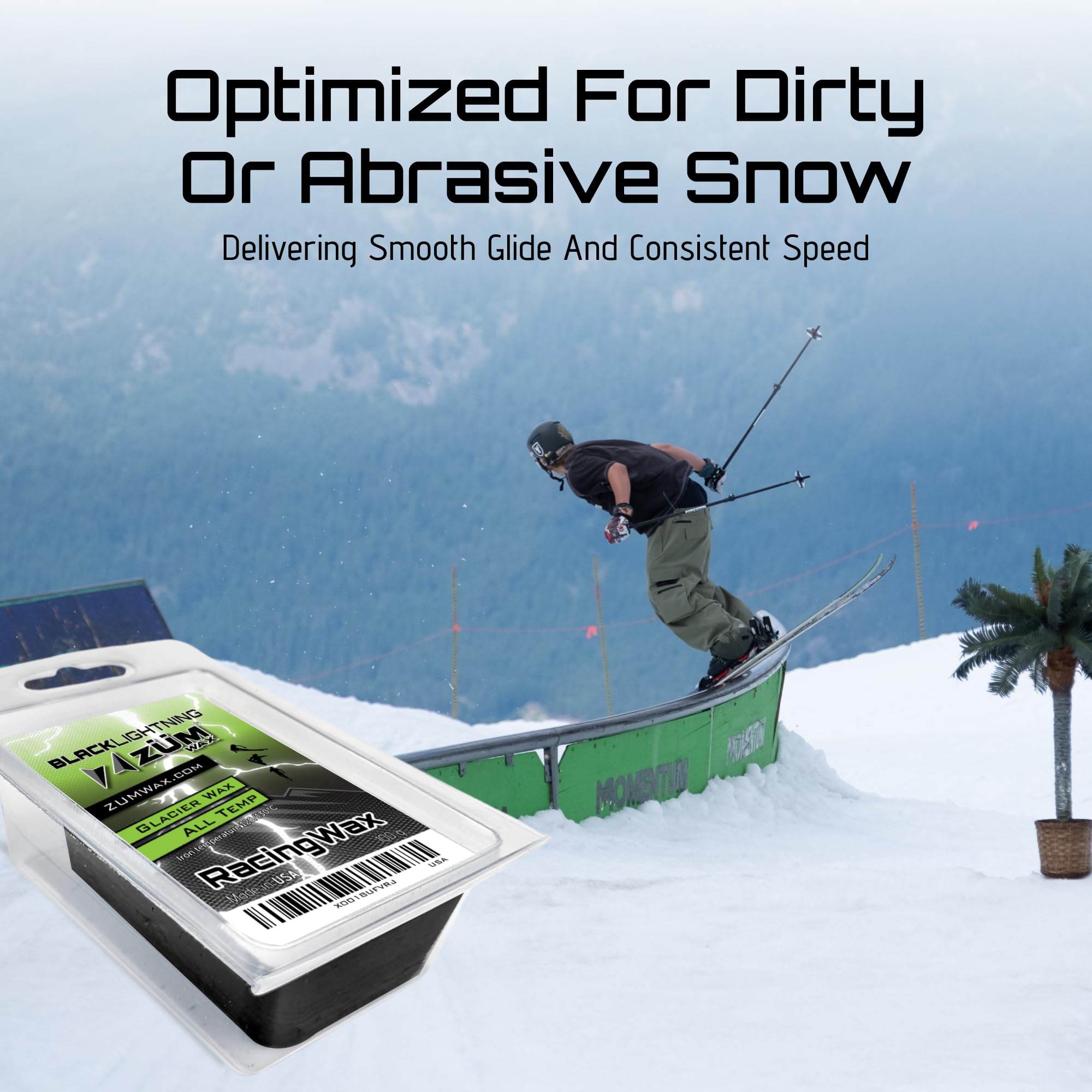 Zumwax Ski/snowboard Racing grafite Wax – Universal – 100 gram – INCREDIBLY Fast in all temperatures. Perfetto per sporco e abrasiva Snow.