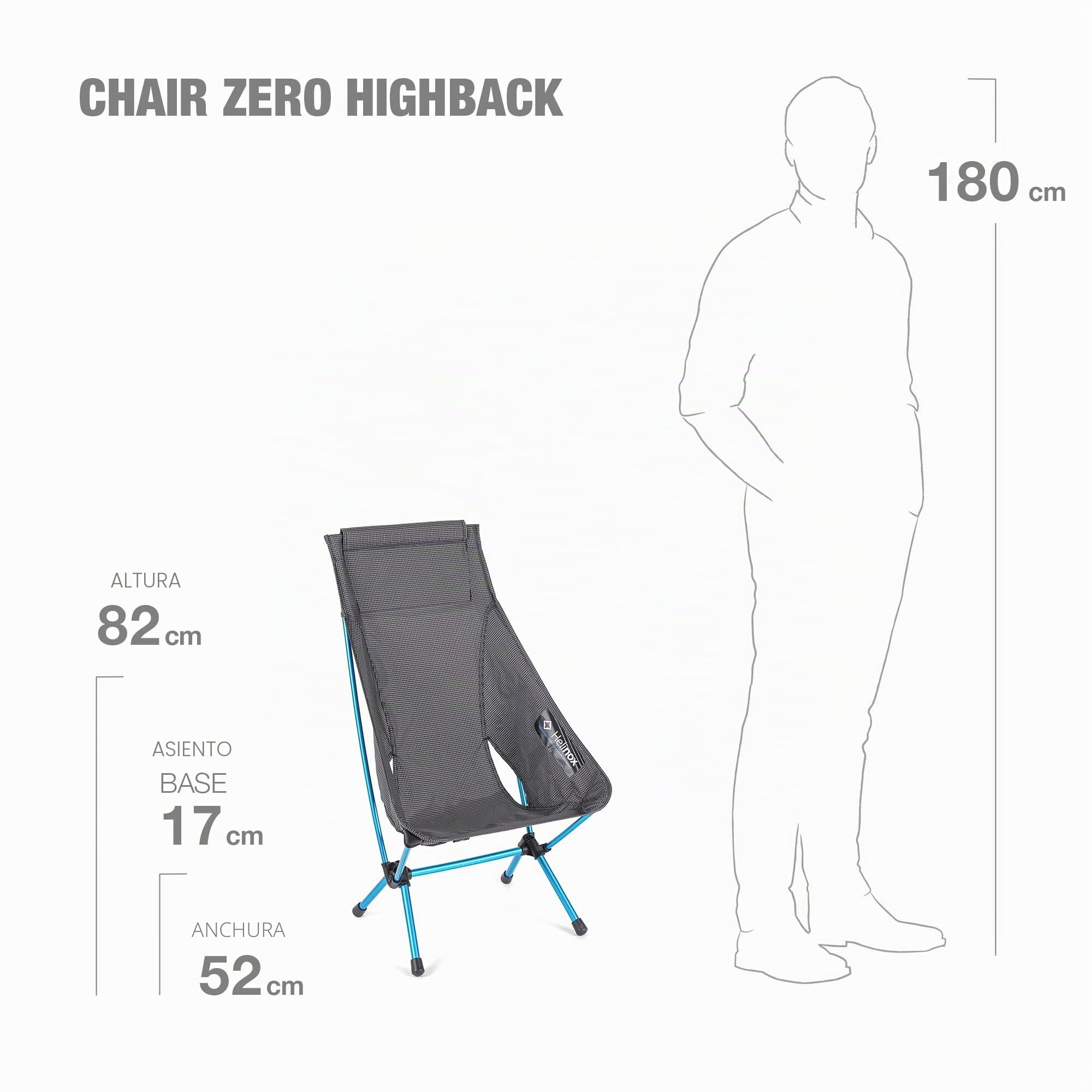 Helinox Silla de camping Chair Zero High-Back extra ligera, cómoda y compacta (negro)