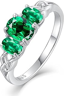 Celtic Birthstone Rings for Women 925 Sterling Silver Celtic Knot Ring 3-Stone Promise Rings for Her Wife Birthday Anniversary Wedding Jewelry