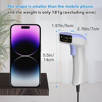 Symcode USB 1D Barcode Scanner, Handheld Wired CCD Laser Barcode Reader Scanner Supports Screen Scan UPC Bar Code Scanner for Warehouse, Library, Supermarket, POS