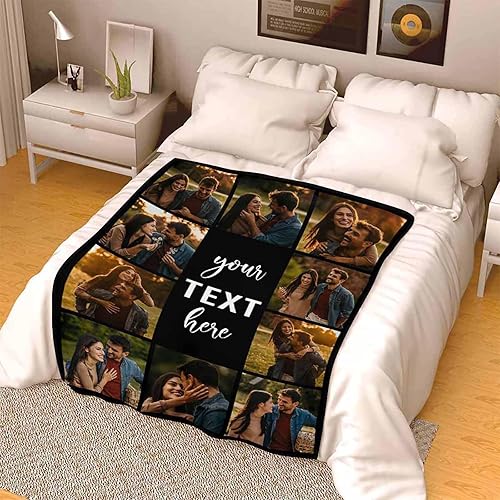 Miniatura 4 de MyPupSocks Manta de fotos personalizada para la familia, manta personalizada con 10 imágenes y texto para mejores amigos, personaliza tus propias