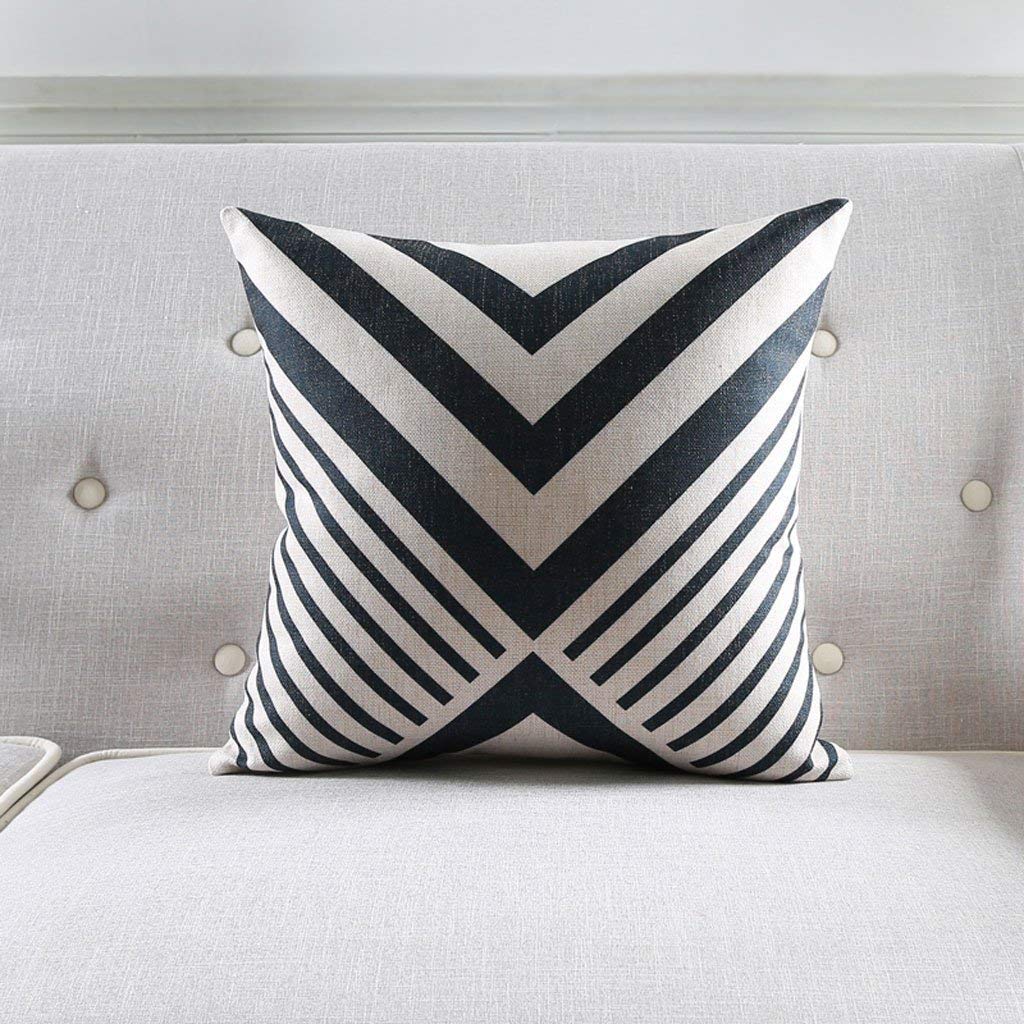 Coussin géométrique noir et blanc 45x45 cm en coton lin sans garnissage Snug
