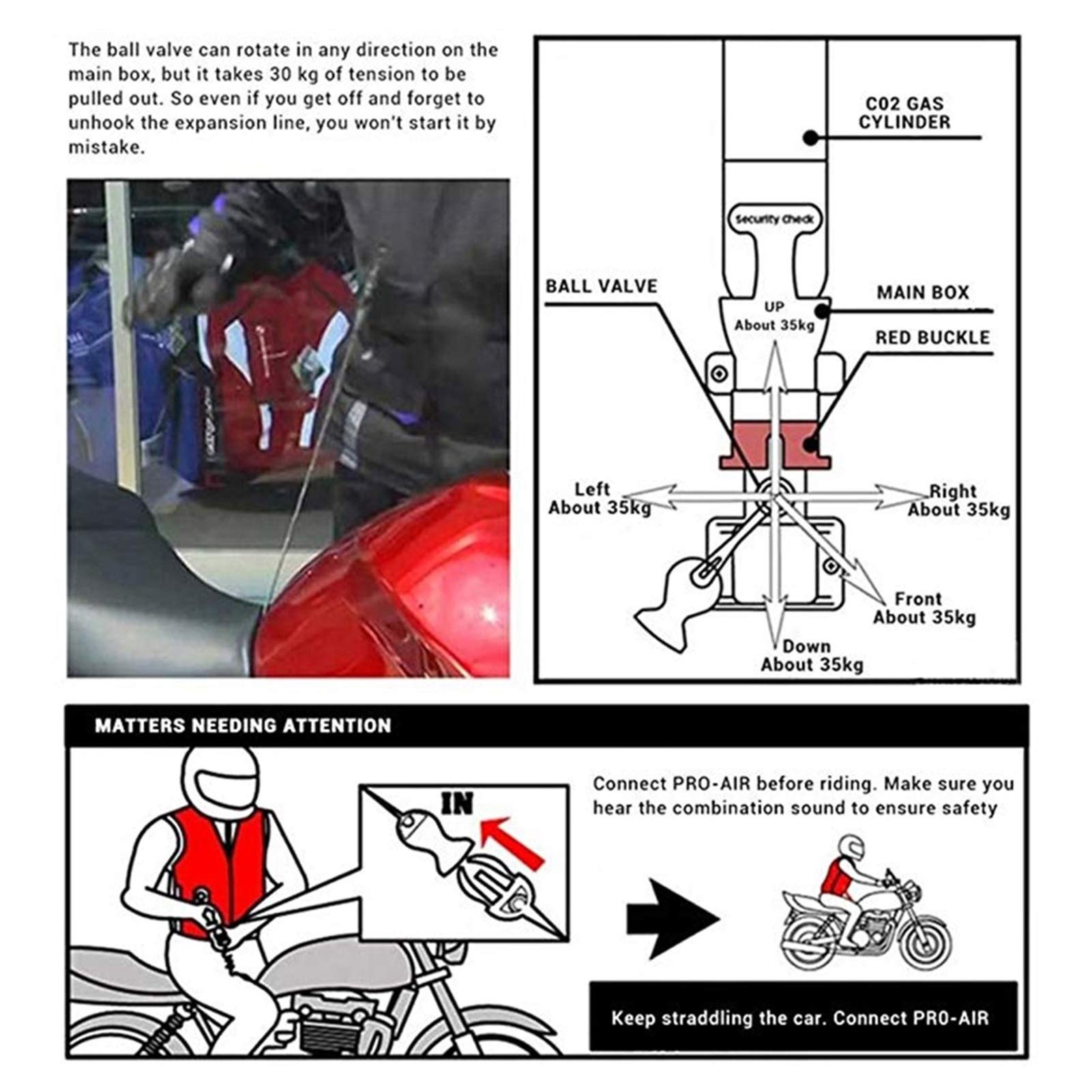 Chaleco de motocicleta con airbag mecánico gatillo airbag 0,5 segundos cinta reflectante en la parte delantera y trasera, lavable, resistente al desgaste, tela suave y fácil de limpiar.