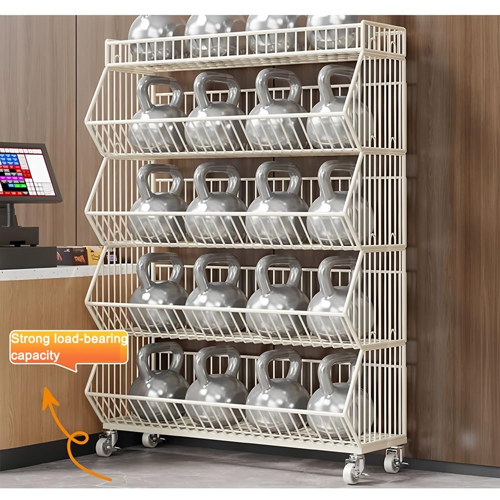 Metalowy kosz druciany z kółkami, wytrzymały wózek detaliczny na przekąski, cukierki i chipsy ziemniaczane, regał do supermarketu, biały, 60 x 45 x 80 cm