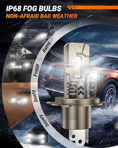 Vista 60 de SEALIGHT Bombillas antiniebla LED amarillas 9145 H10, 13,000 lúmenes, 600% de brillo, 9045 H10, bombillas antiniebla amarillas, 3000 K ámbar