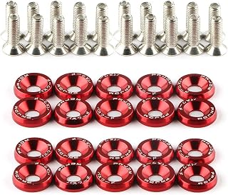 Tempsnow 20Pcs Red M6 JDM Fender Bumper Washers Engine Bay Dress-Up Bolts Kit - CNC Aluminum