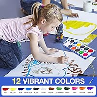 Vista 3 de Juego de 42 pinturas de acuarela para niños, 12 colores de acuarelas con pincel, juego de pintura de acuarela para niños para recuerdos de fiesta