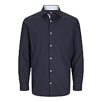 JACK & JONES Jprblaparker Detail Shirt L/S Aw24 SN, Night Sky/Fit: Slim Fit