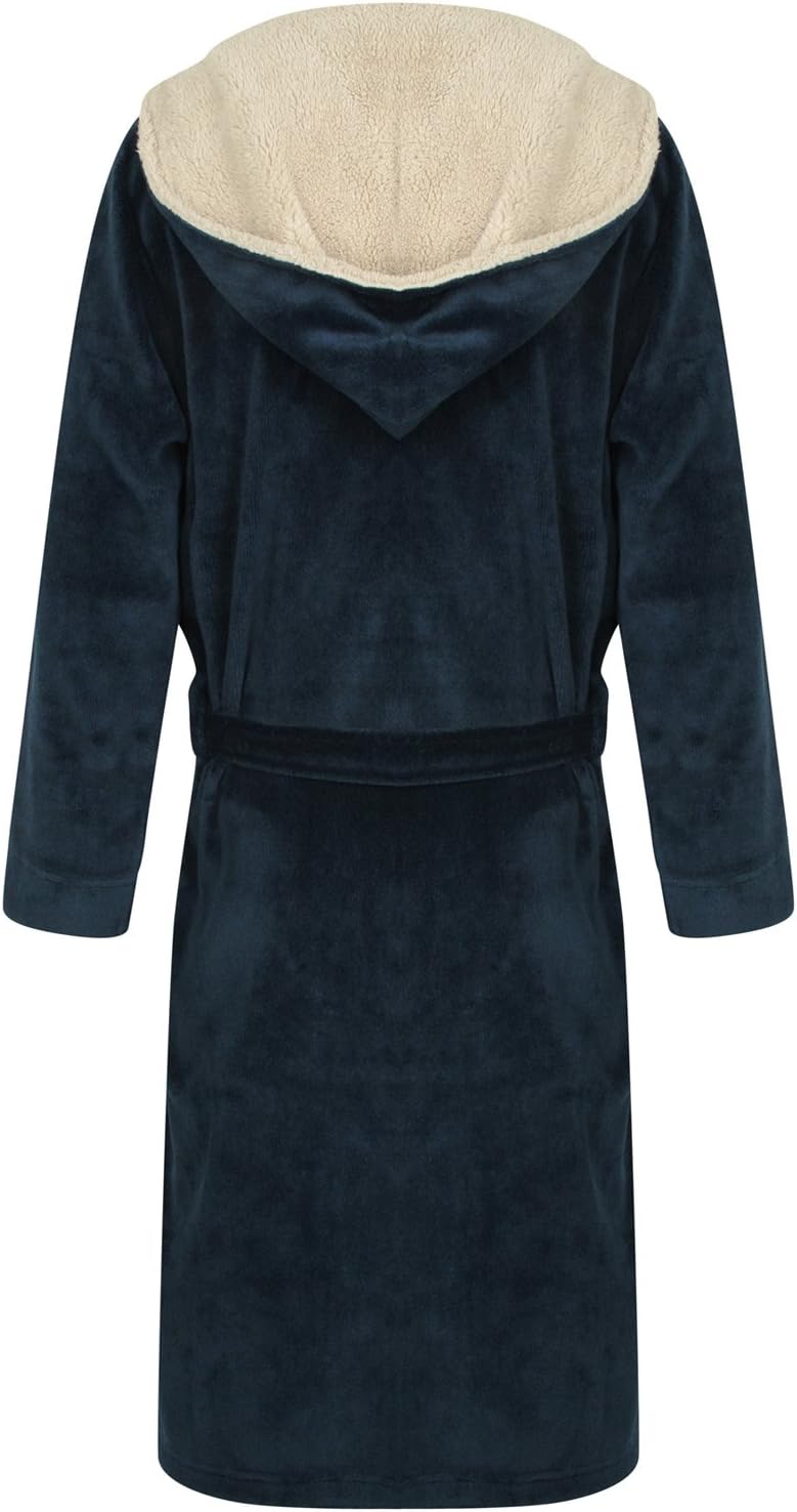 John Christian Men's Hooded Fleece Robe, Blue Marl - Image 2