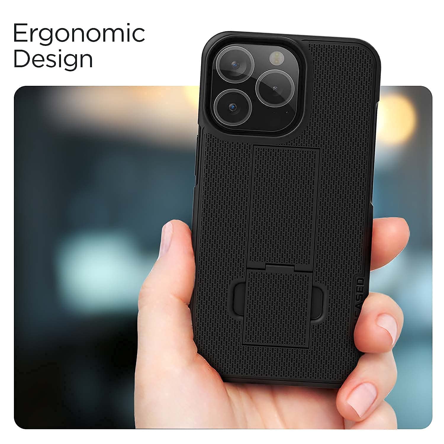 Encased DuraClip Series Custodia Con Clip Da Cintura Per IPhone 12 Pro – Cover Sottile Con Fondina E Girevole A 180° – Nero - 5