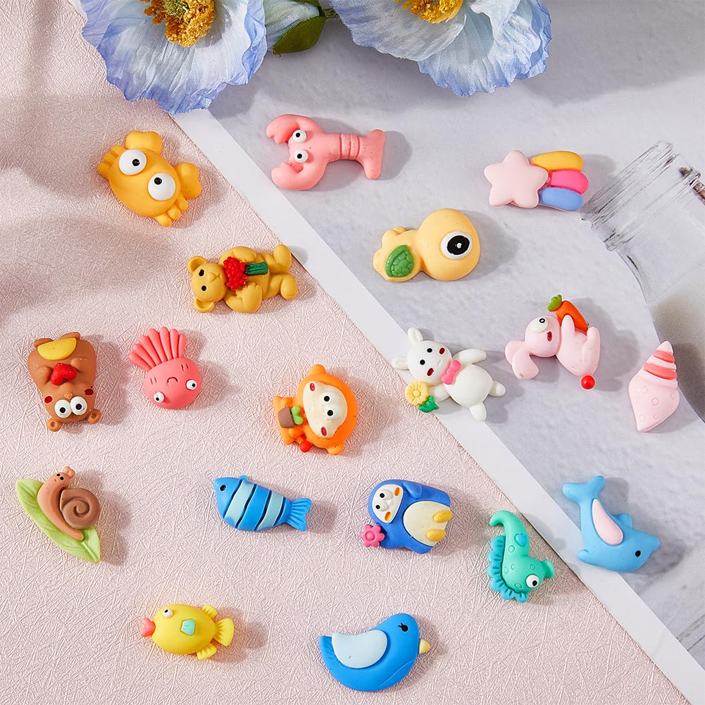50 Piezas Mini Modelos De Resina De Animales Brillantes En La