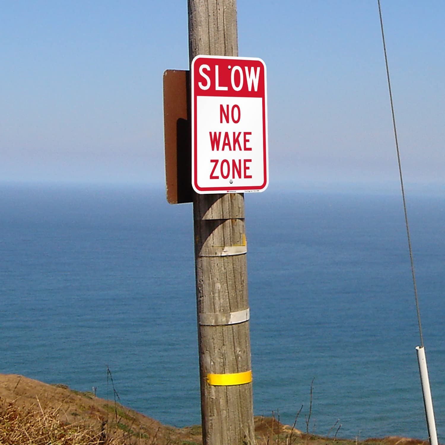 SmartSign No Wake Zone Sign 2-Pack - 12x18 Inch Aluminum Composite, Red/White, Made In USA, Outdoor Lake Signs - View #2