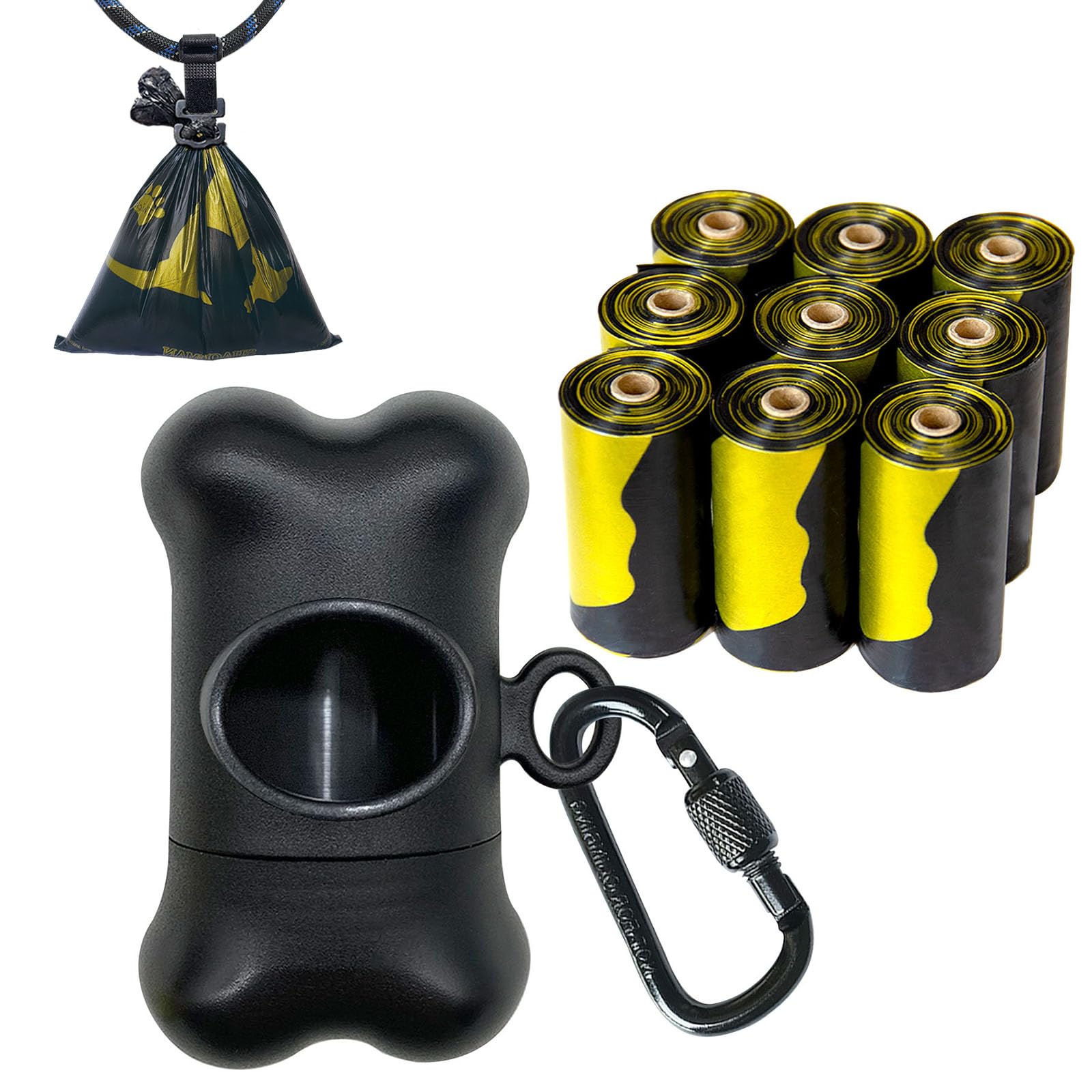 SHAOUMAN Bone Shaped Dog Poop Bag Dispenser with Leakproof Bags, 135 Count, Black