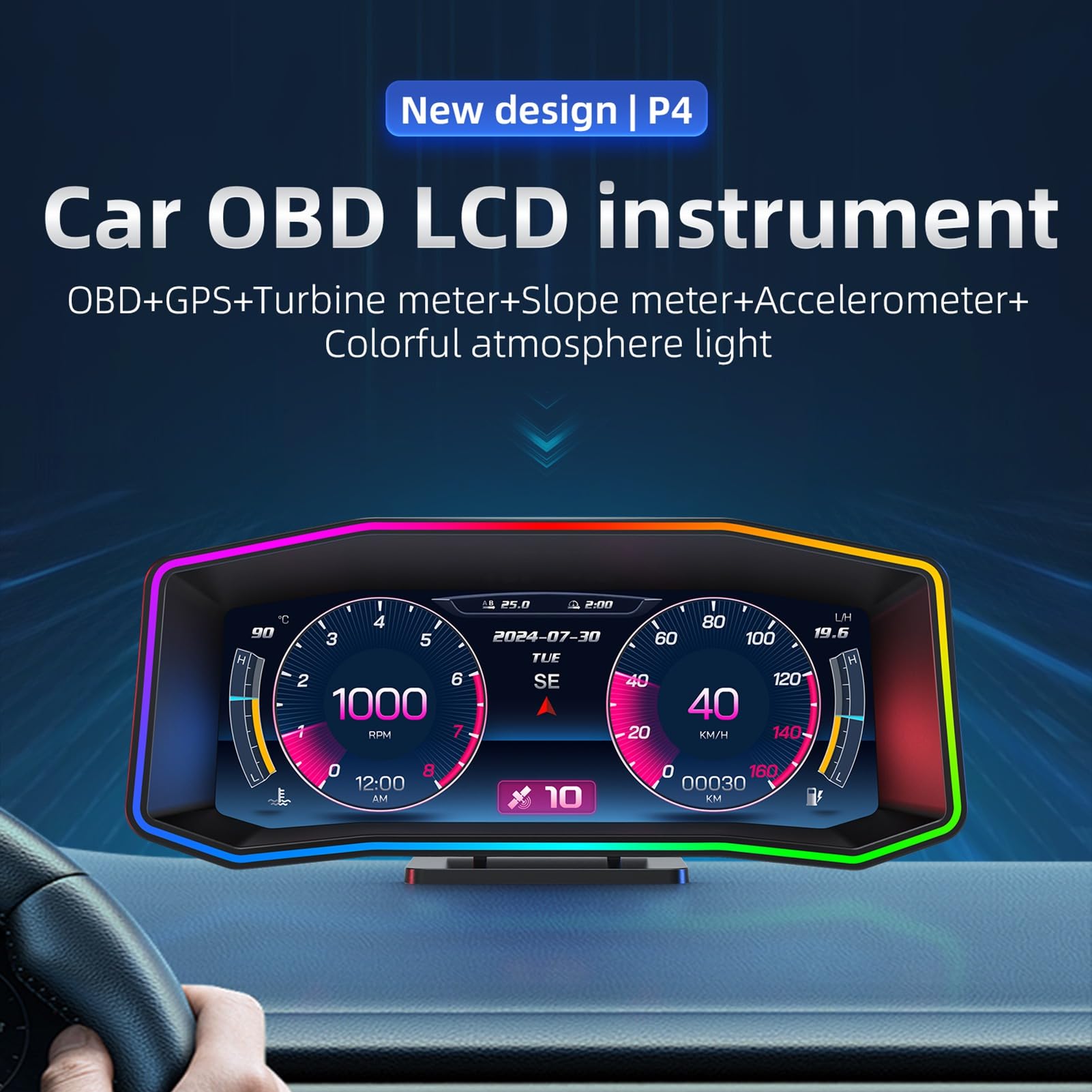 Pantalla HUD para Coche, Inclinómetro GPS Preciso, Acelerómetro, Velocímetro Digital para Vehículo