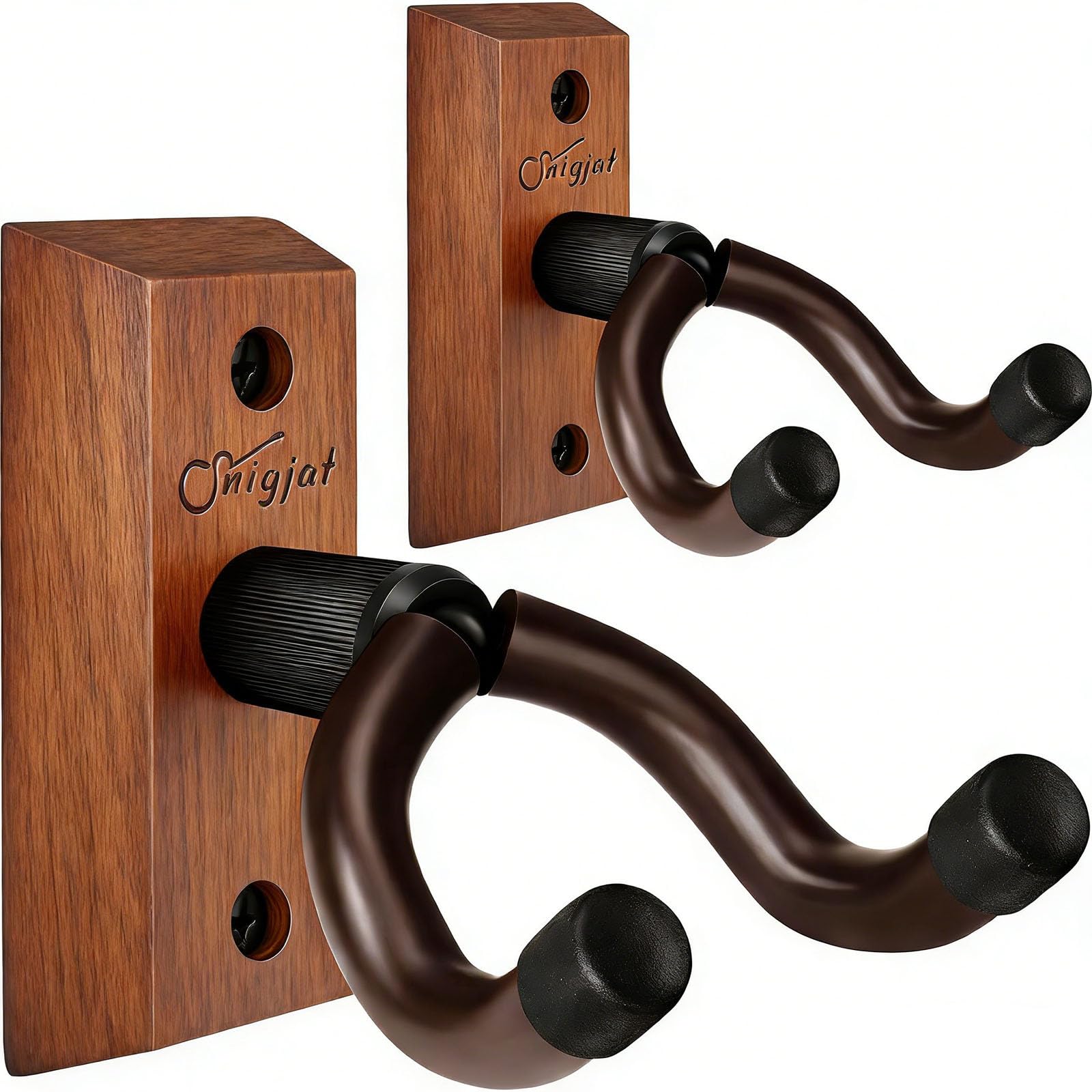 SNIGJAT Guitar Wall Mount 2 Pack, Wood Guitar Hanger Wall Hook with Screws, Guitar Stand Wall Mount Holder for Acoustic Guitar, Banjo, Bass,Guitar Accessories Gifts for Guitar Players