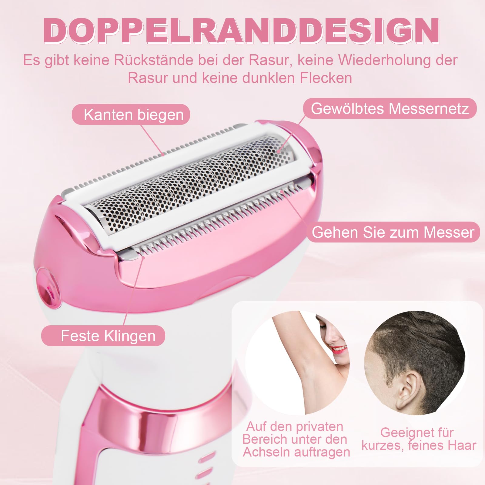Rasoio Elettrico per le Donne, Rasoio Elettrico 5-in-1 per il Corpo, Rasoio Secco Bagnato Indolore per Bikini, Ascelle, Gambe, Sopracciglia e naso, Ricarica USB