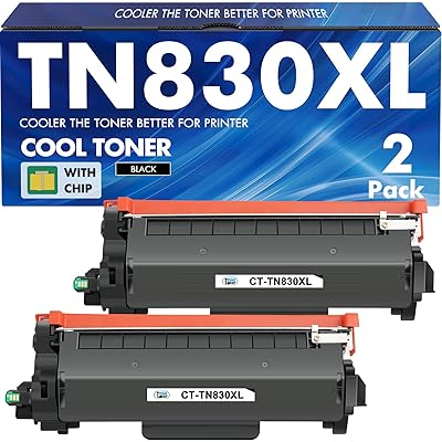 TN830XL TN830 830XL 830 Toner for Brother Printer HL-L2460DW DCP-L2640DW Replacement for Brother TN830 XL/V/R TN 830 XL TN-830XL Cartridge MFC-L2820DW HL-L2405W HL-L2400D 2PK Black High Yield Printer