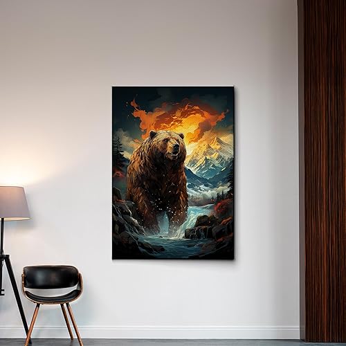 Miniatura 5 de Bear Canvas Print, Animals Wall Hanging, Home decor wall art, Forest and Bear Picture, Bears in the Wild Art, Nature Print