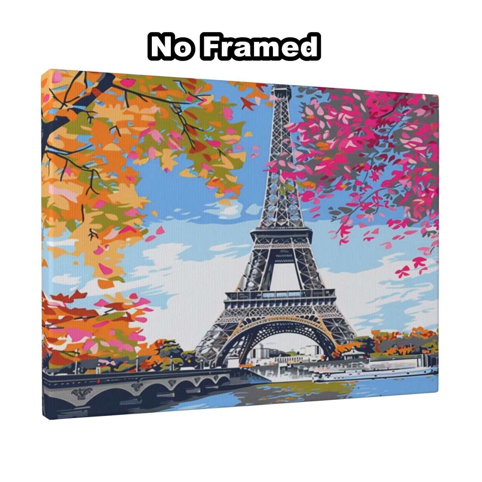 100 x kit per pittura con numeri per adulti, torre Eiffel, per principianti, pittura acrilica ad olio per fai da te, kit di decorazione da parete