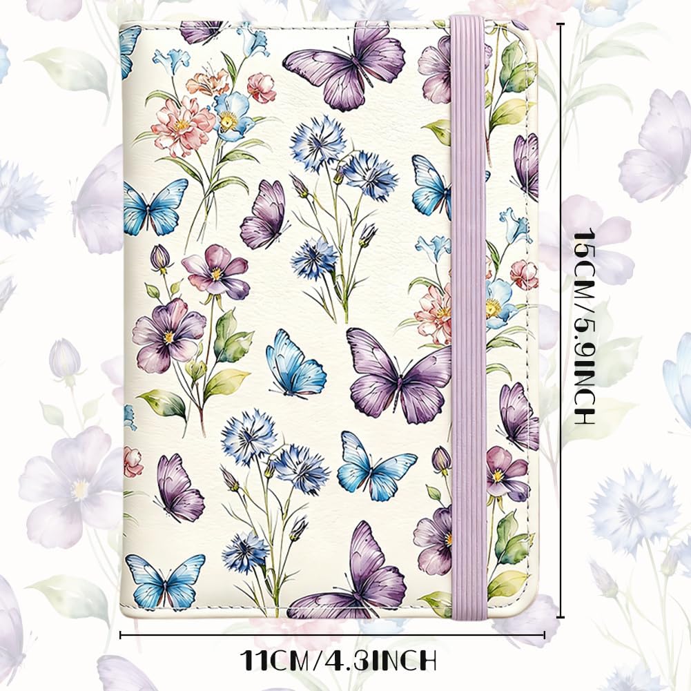 Purple Butterfly Passport Holder for Travel Spring Flower Passport Cover for Women PU Leather Passport Case with Credit Card Slots