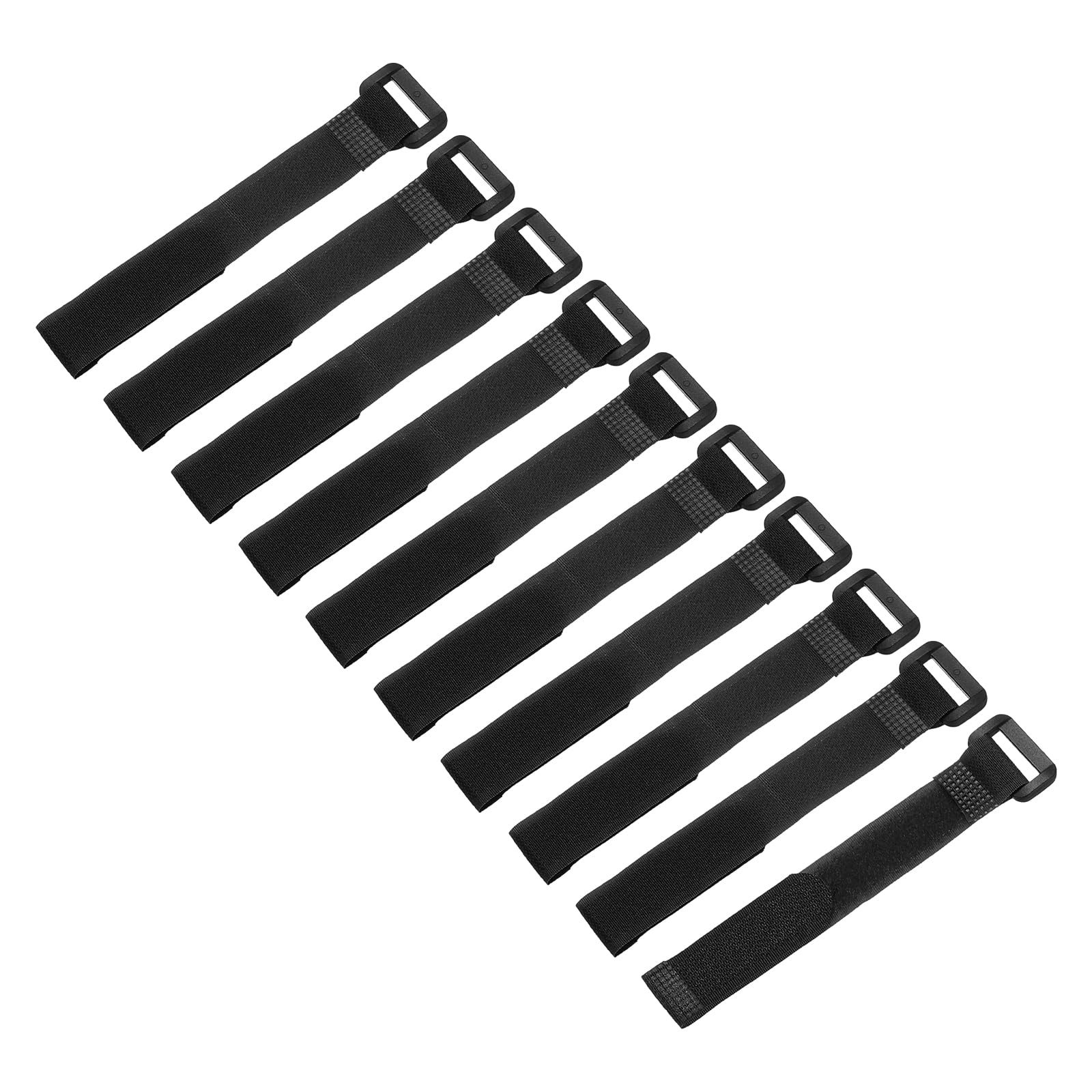 sourcing map 10 Pcs Reusable Battery Tie Down Straps 16mm x 20cm Nylon Multipurpose Battery Hold Down Adjustable Cinch Strap Hook Loop Fastening Tie for Quadcopters FPV RC Drone Boat Car, Black