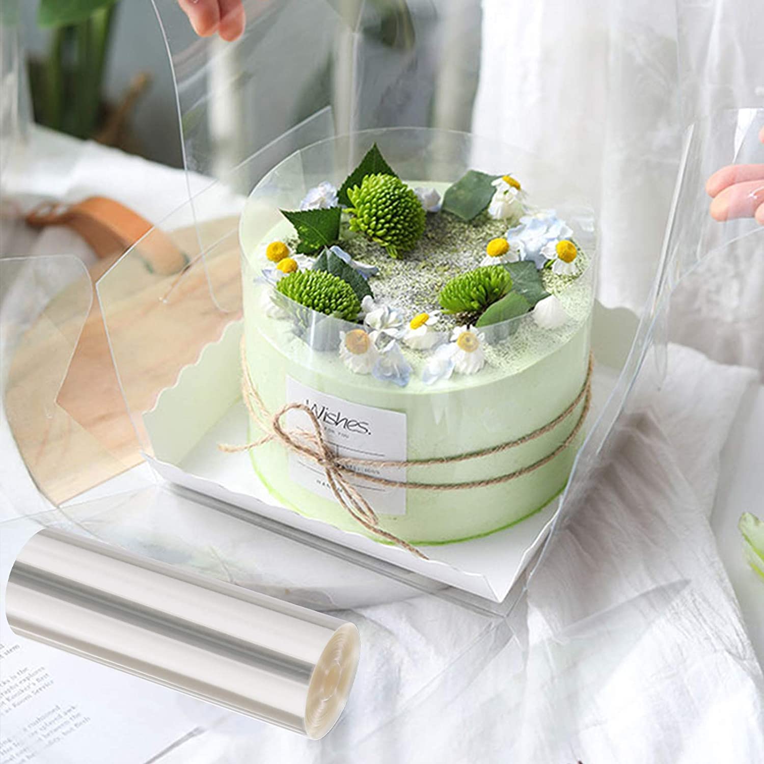 Diealles Shine Torta Collare, 3 PCS Rotolo Acetato per Pasticceria, Riutilizzabile Acetato per Dolci Mousse al Cioccolato Torta Decorare 8cm/ 10cm/15cm*10m