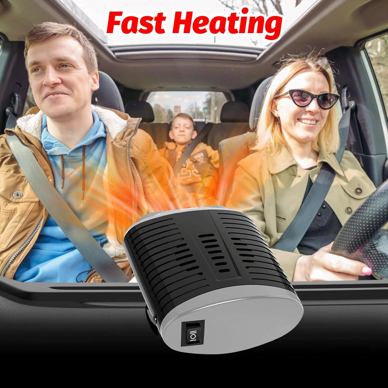 12V Autoheizung & Enteiser – 150W Tragbare Heizung Mit 360° Drehung & 2-in-1-Funktion (Heizen/Lüften)