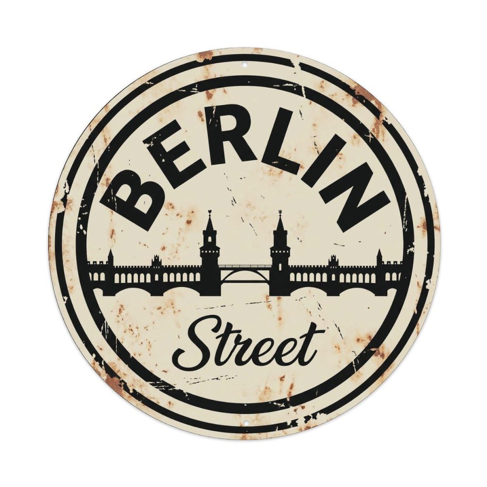 Yrnq 8X8inch Vintage Style Vintage Travel Berlin Germany Neighborhood Metal Tin Sign