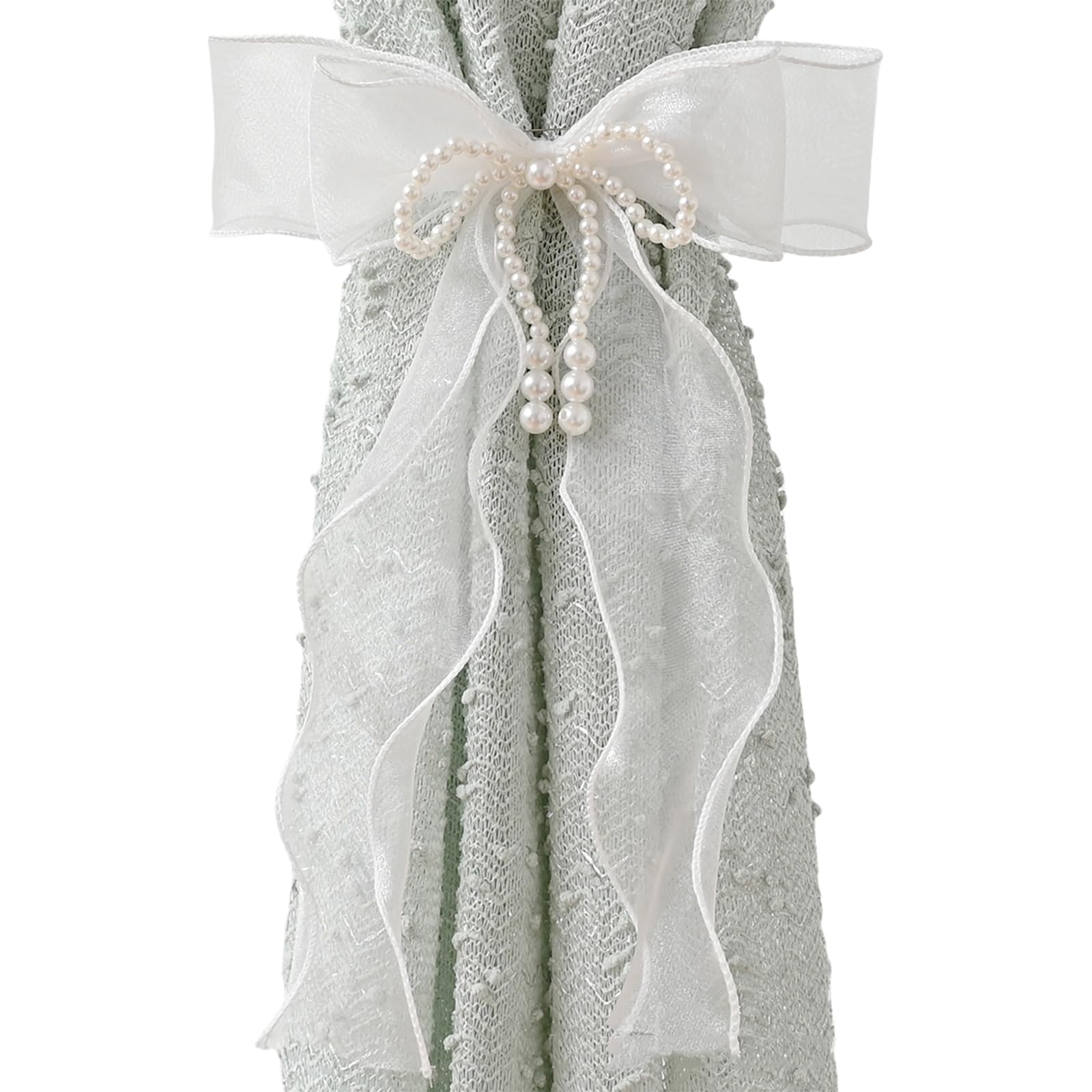Firstxiu White 2Pieces Bowknot Curtain Tiebacks With Beaded Accent For Enhancing Room Aesthetic Functionality And Styles Bowknot Curtain Ties