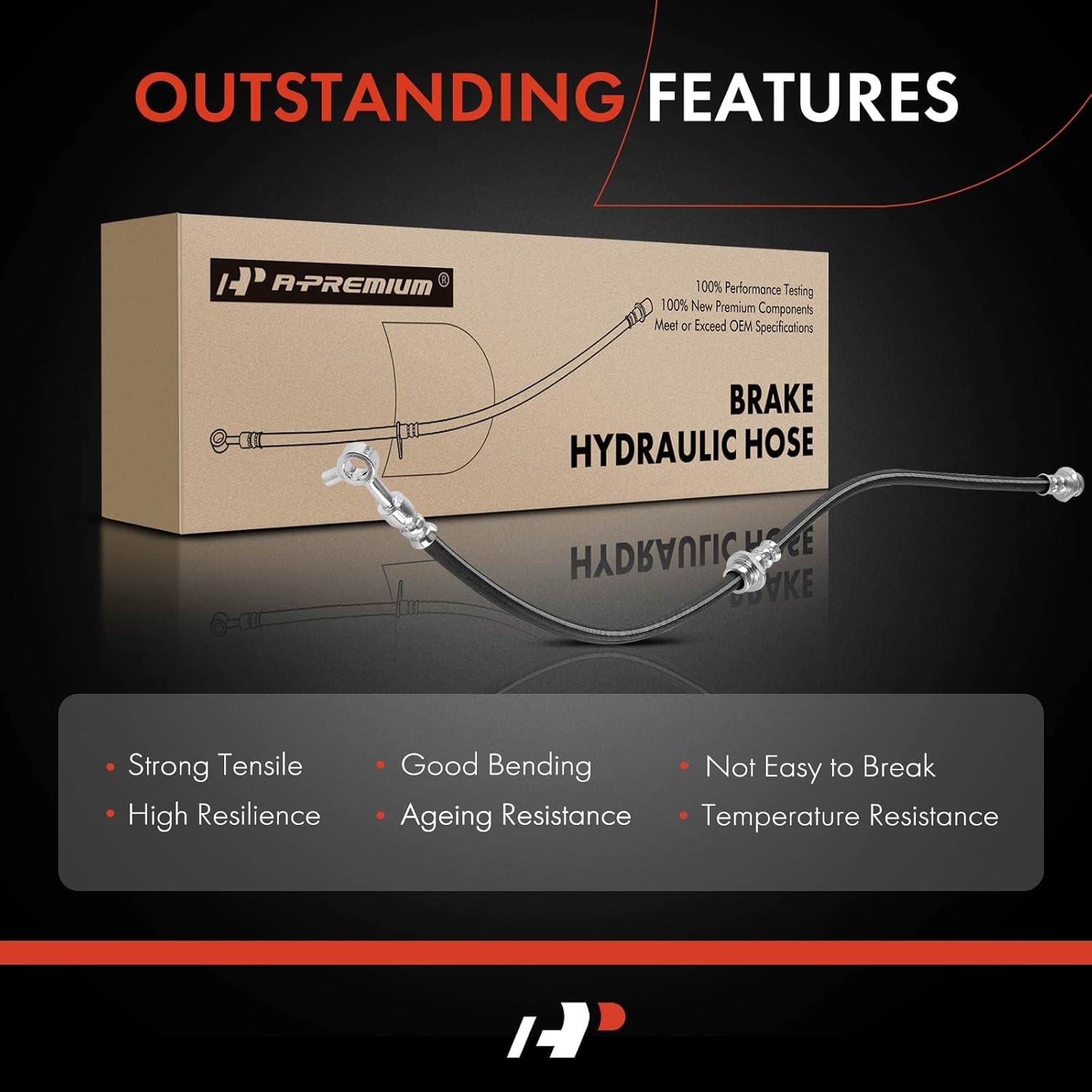 A-Premium Front Driver and Passenger Brake Hydraulic Hose Compatible with Nissan Models - Juke 2011 2012 2013 2014 2015 2016 2017 - Replace# 462111KA2A(Pack of 2)