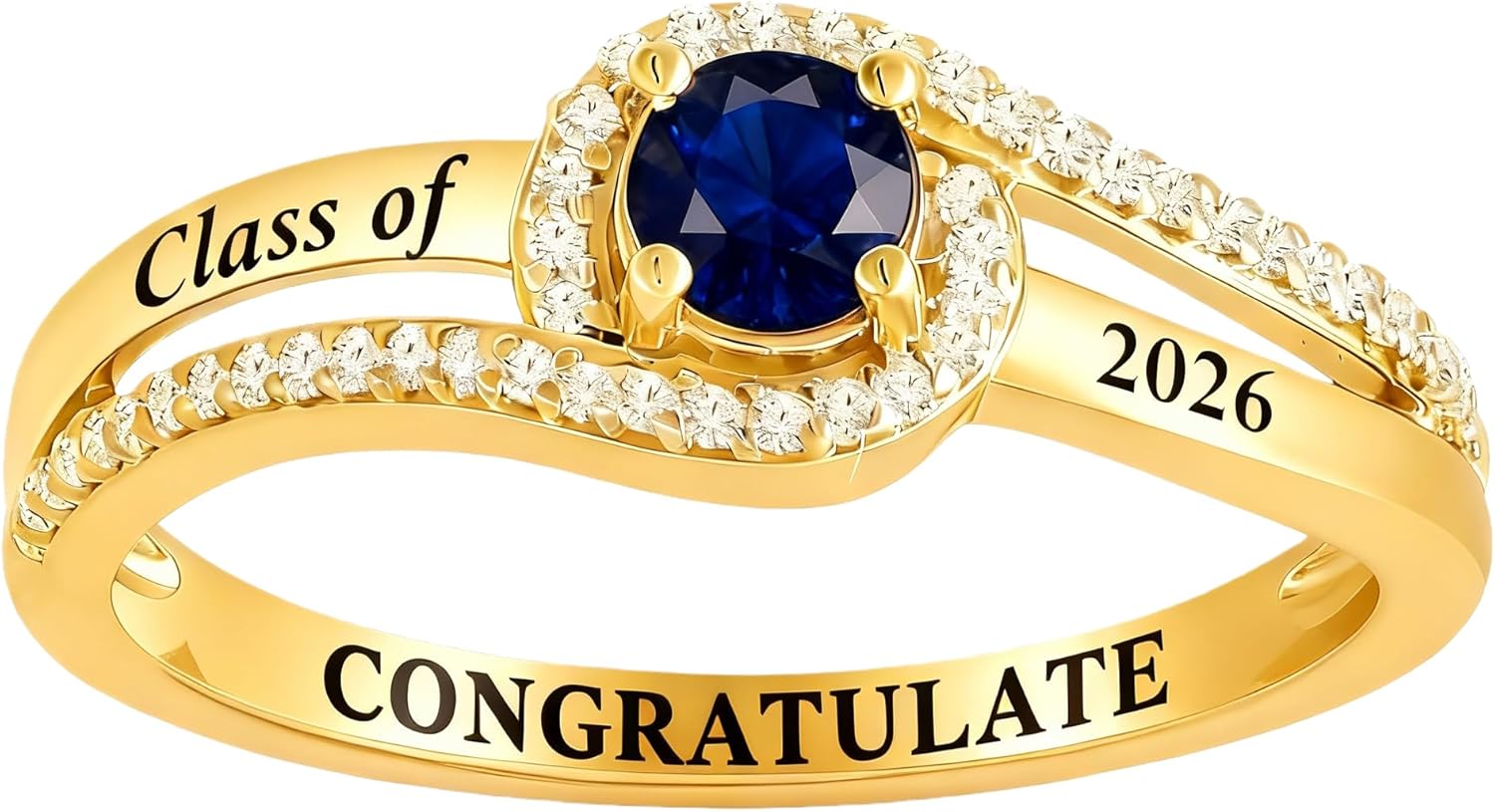 Class Rings for Women High School and College Graduates, 925 Sterling Silver Graduation Ring Personalized, High School Rings for Women 2026, Birthstone Women's Class Ring