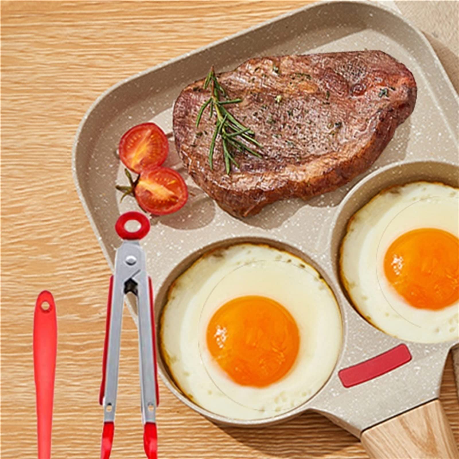 Gotowy garnek wrażliwy na temperaturę burger jajko sadzone, płaska patelnia, patelnia nieprzywierająca, domowa patelnia śniadaniowa z czterema otworami, mini jajko sadzone, boskie narzędzie,