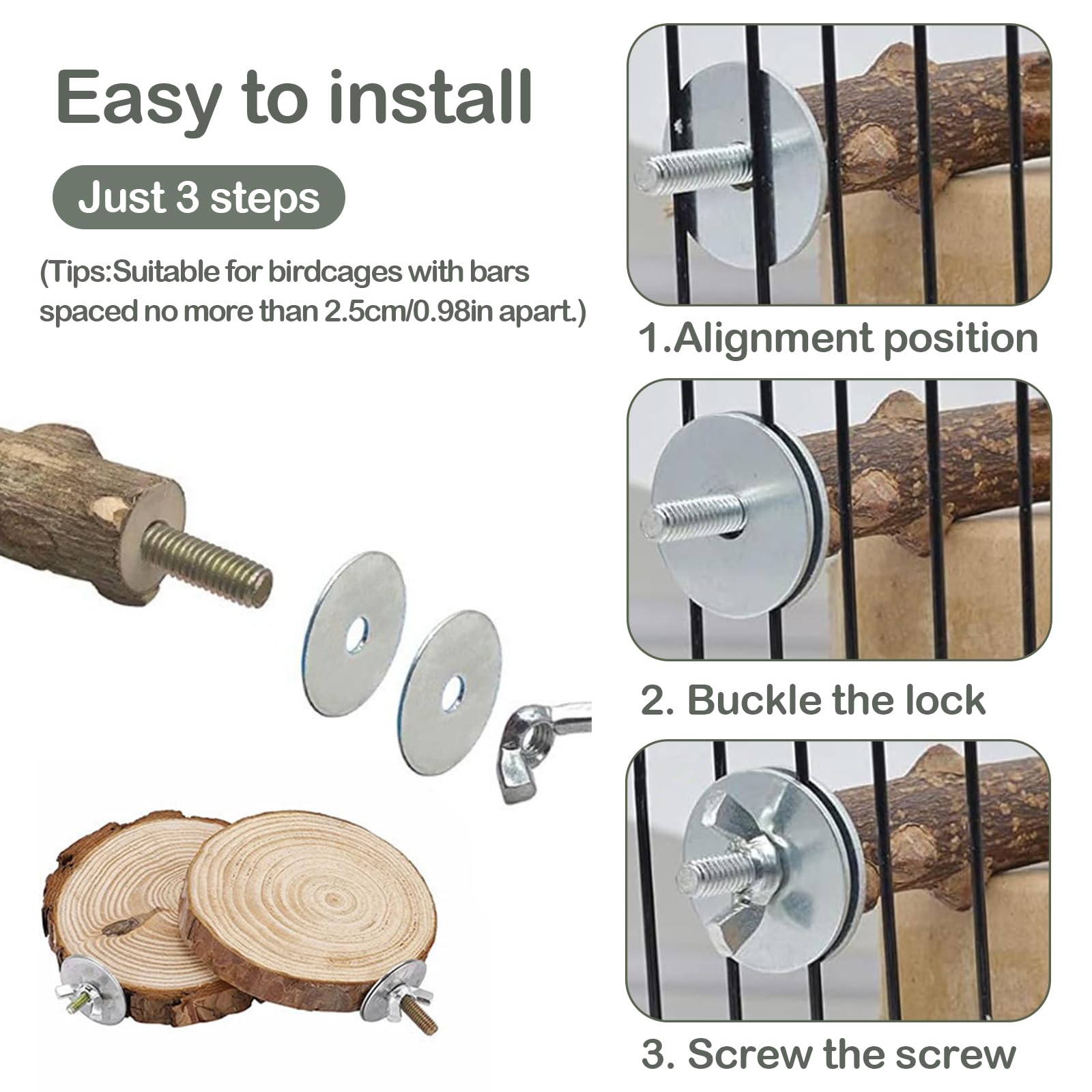 Naturalne drewniane grządki dla ptaków, stojaki dla ptaków, klatki dla ptaków, plac zabaw dla ptaków, papużki, żabki, kanarki