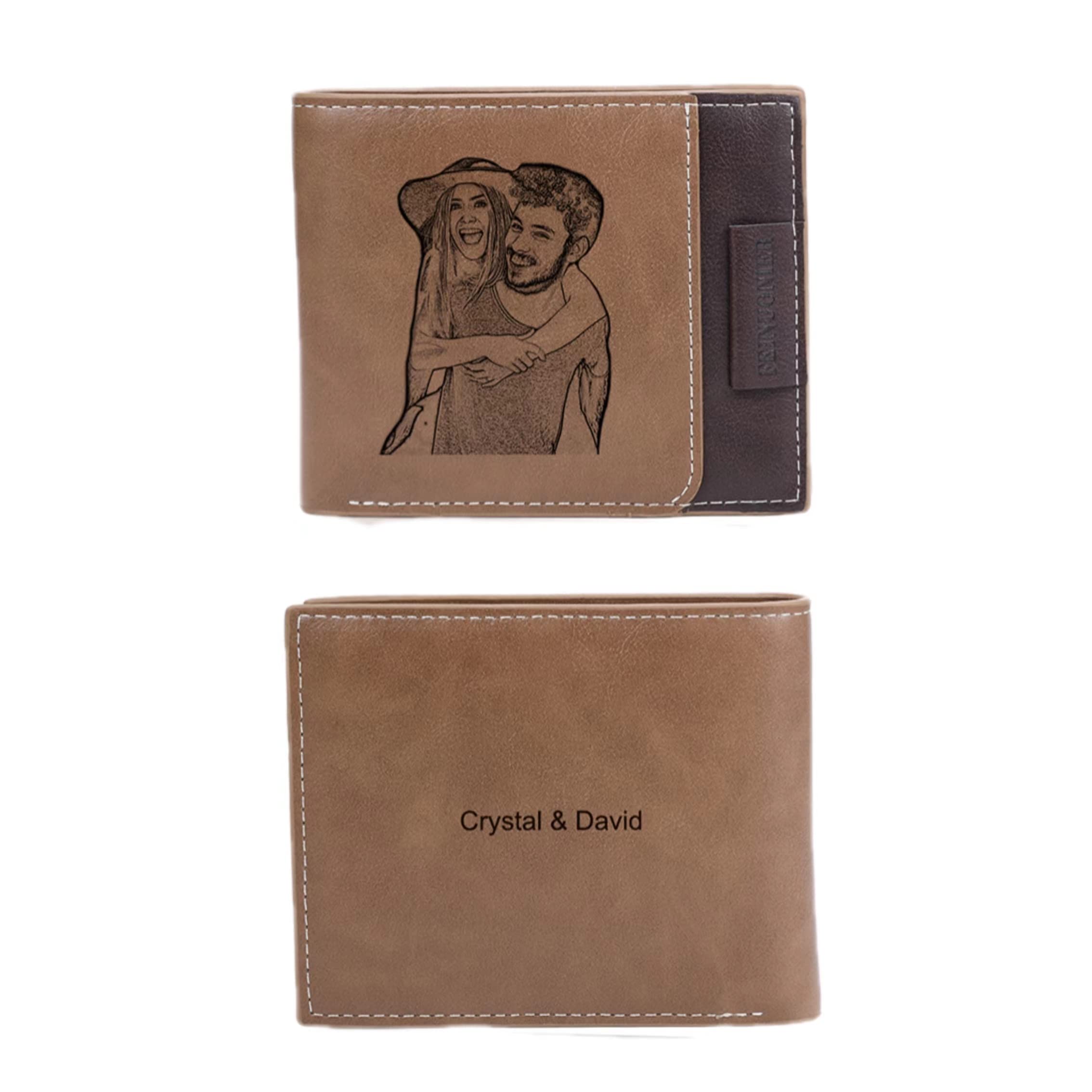 Nobelook Custom Wallet for Men Leather Mens Wallet Personalized Photo & Name - Gifts for Men Dad Husband Boyfriend Grandpa Son Fathers Day Birthday